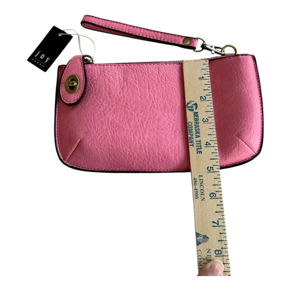 New! Joy Susan Vegan Leather Mini Crossbody Wristlet Clutch Pink Women's Bag